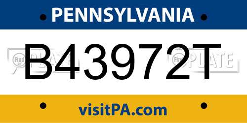 B43972T Pennsylvania License Plate