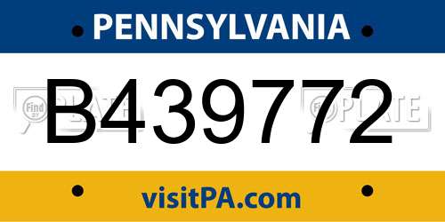 B439772 Pennsylvania License Plate