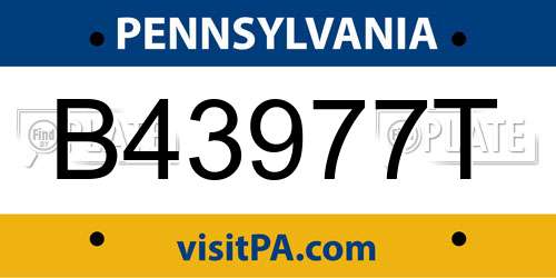 B43977T Pennsylvania License Plate