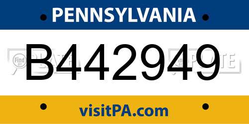 B442949 Pennsylvania License Plate