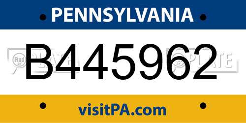 B445962 Pennsylvania License Plate
