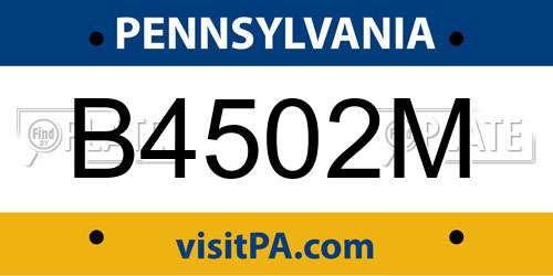 B4502M Pennsylvania License Plate