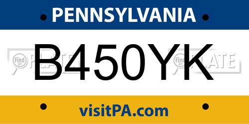 B450YK Pennsylvania License Plate
