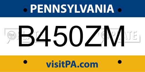 B450ZM Pennsylvania License Plate