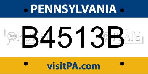 B4513B Pennsylvania License Plate