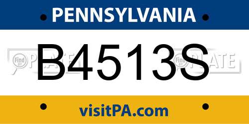 B4513S Pennsylvania License Plate