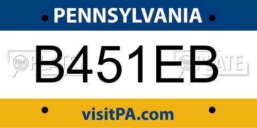 B451EB Pennsylvania License Plate