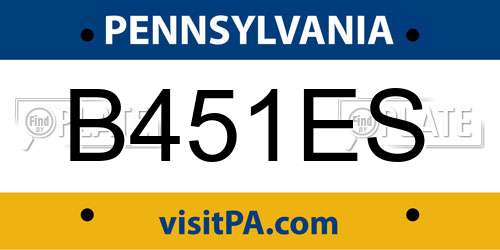 B451ES Pennsylvania License Plate