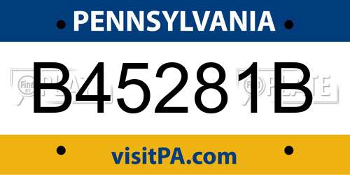 B45281B Pennsylvania License Plate