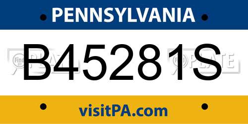 B45281S Pennsylvania License Plate