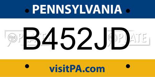 B452JD Pennsylvania License Plate