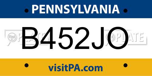 B452JO Pennsylvania License Plate