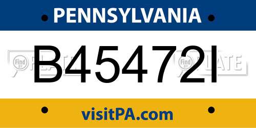 B45472I Pennsylvania License Plate