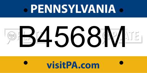 B4568M Pennsylvania License Plate