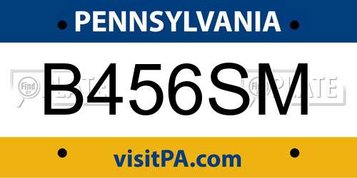 B456SM Pennsylvania License Plate