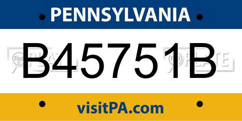 B45751B Pennsylvania License Plate