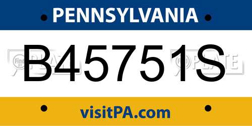 B45751S Pennsylvania License Plate