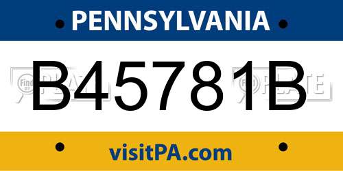 B45781B Pennsylvania License Plate