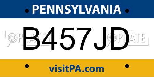B457JD Pennsylvania License Plate