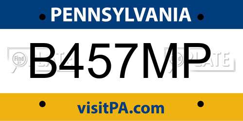 B457MP Pennsylvania License Plate