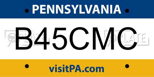 B45CMC Pennsylvania License Plate