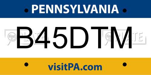 B45DTM Pennsylvania License Plate