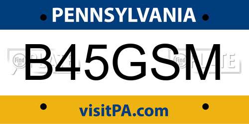 B45GSM Pennsylvania License Plate