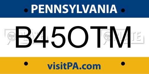 B45OTM Pennsylvania License Plate