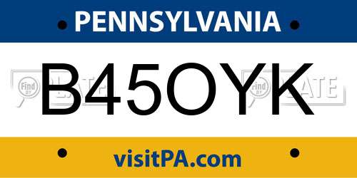 B45OYK Pennsylvania License Plate