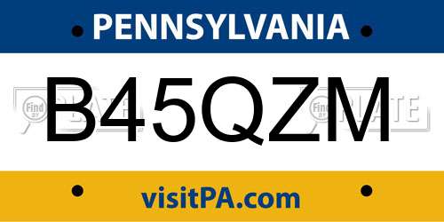 B45QZM Pennsylvania License Plate