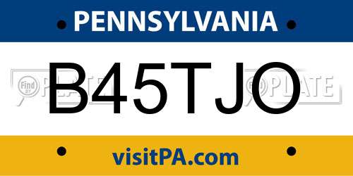 B45TJO Pennsylvania License Plate