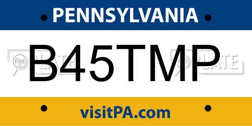 B45TMP Pennsylvania License Plate