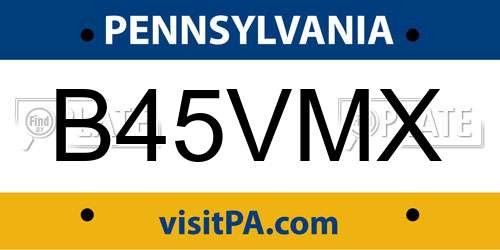 B45VMX Pennsylvania License Plate