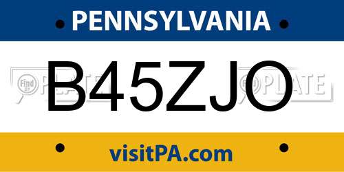 B45ZJO Pennsylvania License Plate