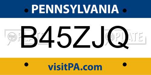B45ZJQ Pennsylvania License Plate