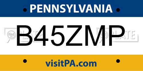 B45ZMP Pennsylvania License Plate