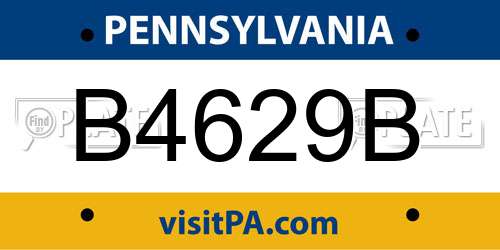 B4629B Pennsylvania License Plate