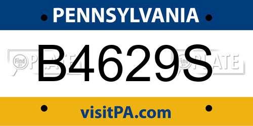 B4629S Pennsylvania License Plate