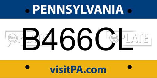 B466CL Pennsylvania License Plate