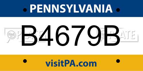 B4679B Pennsylvania License Plate