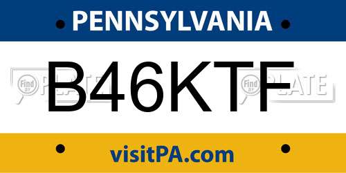 B46KTF Pennsylvania License Plate