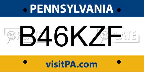 B46KZF Pennsylvania License Plate