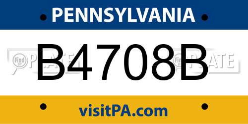 B4708B Pennsylvania License Plate