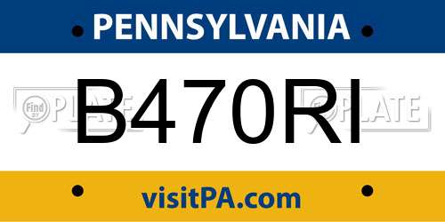 B470RI Pennsylvania License Plate