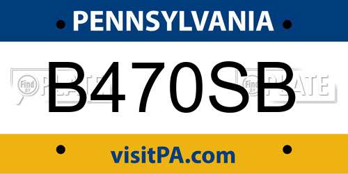 B470SB Pennsylvania License Plate