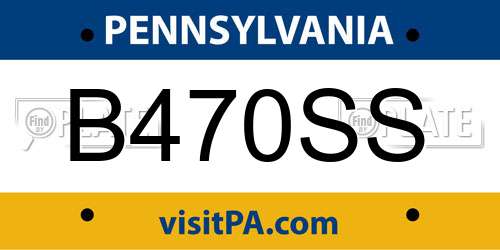 B470SS Pennsylvania License Plate
