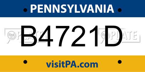 B4721D Pennsylvania License Plate