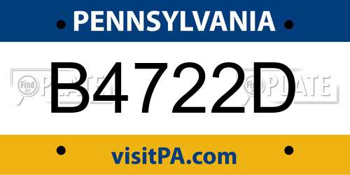 B4722D Pennsylvania License Plate