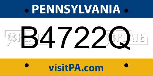 B4722Q Pennsylvania License Plate