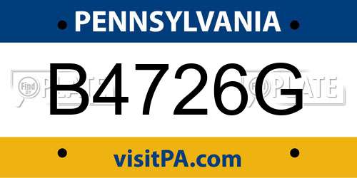 B4726G Pennsylvania License Plate